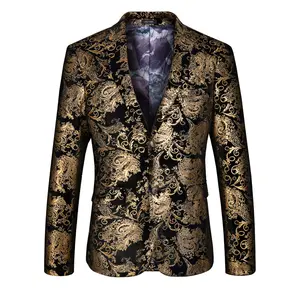 Blazer Dress Gold Slim Fit Night Gown Evening Prom Dress Party Dress Single Breasted Boutique Suit for Men