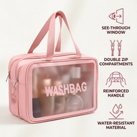 Sac de voyage transparent imperméable personnalisé Royal Fair pour articles de toilette avec poignée et fermeture éclair, sac de rangement cosmétique de haute qualité pour fille