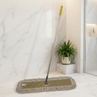 Serpillère à poussière jaune haute performance pour grandes surfaces, serpillère plate pivotante à 360°, manche en aluminium pour le dépoussiérage des entrepôts industriels et des aéroports