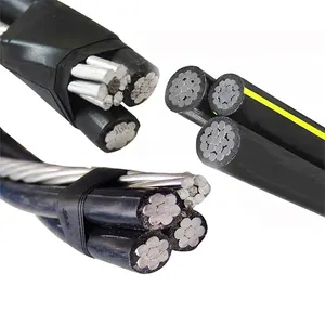 XLPE/PE Insulation Overhead Aluminum Cable 0.6/1 Kv 2X4 AWG ASTM Electrical Wire Triplex ABC Cable