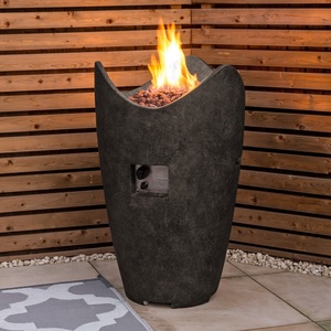 Cheminée <span class=keywords><strong>de</strong></span> jardin en pierre <span class=keywords><strong>de</strong></span> lave noire, effet <span class=keywords><strong>feu</strong></span> brûlant, pour terrasse, colonne <span class=keywords><strong>de</strong></span> foyer - Product Image 6