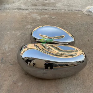 Factory Custom Large Metal Crafts Cobble Stone Statue Mirror Polished Stainless Steel Stones Sculpture