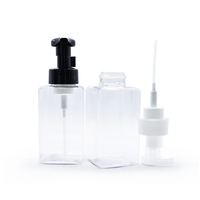 Flacon vide carré en PETG avec pompe mousse pour cosmétiques liquides, sérum et masques faciaux