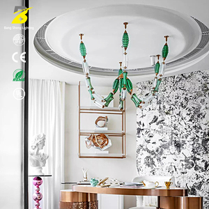 <span class=keywords><strong>Plafonnier</strong></span> LED Bang Sheng Lighting en tube <span class=keywords><strong>de</strong></span> verre côtelé - Décoration contemporaine émeraude <span class=keywords><strong>pour</strong></span> bureau et suite d'hôtel - Product Image 1