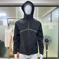 Blouson Bomber Noir Imperméable Décontracté Chic avec Bande Réfléchissante Respirant Coupe-Vent pour Randonnée en Extérieur Manteau de Pluie Service OEM