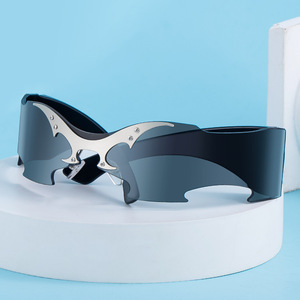 Lunettes de soleil unisexes sans monture, verres PC UV400, légères, noires, pour hommes et femmes, style Y2K, mode transfrontalière - Product Image 5