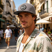 Gorra de Béisbol Personalizada con Parche de Goma Perforado con Láser, 5 Paneles, Visera Plana, Cierre a Presión, Transpirable, para Pesca, Surf y Golf