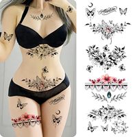 Femmes Sexy Tatouage Temporaire Sexy Tattoo Set Beautiful Exquisite 3D Realistic Flowers Butterfly