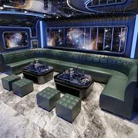 Ensemble de meubles de salon pour club de narguilé, bar, boîte de nuit, comptoir LED KTV, table de luxe, canapé de bar à whisky, karaoké, banquette en forme de U, canapé disco