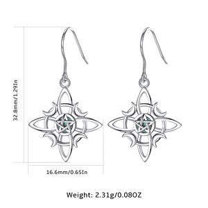Pendientes Colgantes Changda <span class=keywords><strong>de</strong></span> Plata <span class=keywords><strong>de</strong></span> Ley 925 con Nudo Celta Irlandés, Nudo <span class=keywords><strong>de</strong></span> la Madreperla, Triquetra, Magia Wicca y Nudo <span class=keywords><strong>de</strong></span> <span class=keywords><strong>Brujas</strong></span> para Halloween - Product Image 4