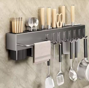 Portaoggetti da <span class=keywords><strong>Cucina</strong></span> in Metallo Elegante e Moderno Multiuso Sostenibile con Ganci Staccabili Portarotolo Separazione Asciutto/Bagnato - Product Image 5