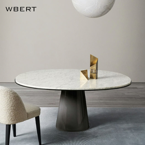 Wbert โต๊ะกลมทำจากไม้เนื้อแข็งสไตล์มินิมอลจากอิตาลีสำหรับใช้ในบ้านโต๊ะหินอ่อน