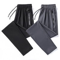 Pantalones Deportivos de Verano para Hombre, de Seda Helada, Ligeros, Transpirables, Elásticos, de Cintura Media, Pierna Recta, con Bolsillos, de Secado Rápido
