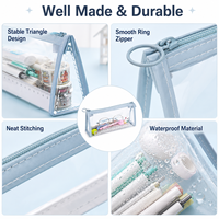 Trousse à crayons transparente imperméable en PVC, sac à cosmétiques, pochette de rangement portable pour papeterie, pour l'école, le bureau et les voyages