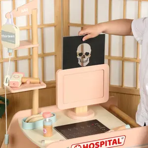 Ensemble de jeu de docteur en bois <span class=keywords><strong>pour</strong></span> enfants, chariot médical de jeu d'imitation <span class=keywords><strong>pour</strong></span> tout-petits, jeu de rôle, puzzle, <span class=keywords><strong>cadeau</strong></span> avec des outils de docteur amusants - Product Image 6