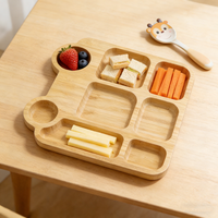 Assiette de service en bambou écologique en forme de bus avec logo personnalisé Natural House pour enfants, bébés et tout-petits
