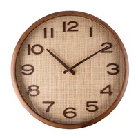 Jam Dinding Kayu Dekorasi Rumah Modern Bentuk Persegi dengan Wajah Rotan