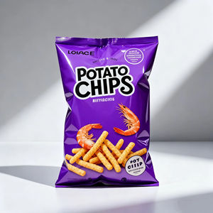 Sacs en aluminium refermables à glissière, résistants à l'humidité, imprimés en gravure avec logo personnalisé, pour les chips de banane plantain, emballage de supermarché - Product Image 2