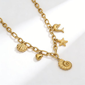 Collares de Moda Hawaiana de Verano, Joyería de Acero Inoxidable 316L, Collar de Concha Marina Chapado en Oro de 14k y 18k para Mujer - Product Image 2