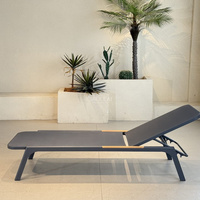 Chaise longue de piscine avec siège en toile et dossier réglable pour terrasse extérieure