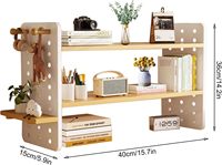 Desktop Shelving Students to Learn Organize Shelves, Computer Desk Multi-Layer Hole Board Table Solid Wood Bookshelf