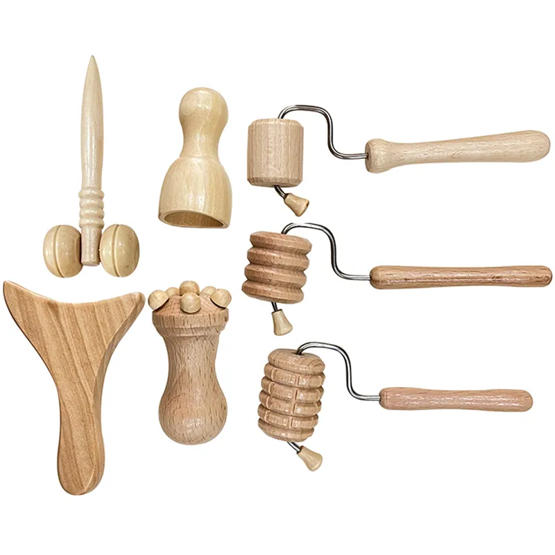 Facial Wooden Massager with Roller Mushroom Massage Swedish Cup Face Sculpting Tools
