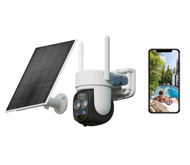 Solar Security System 4MP Zoom Outdoor Wifi Camera PIR Detection 10000mAh Battery Camera PTZ Dual Lens Wifi Camera