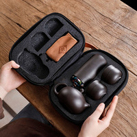 Service à thé de voyage en céramique écologique Pangu Zisha, sac portable, une théière, quatre tasses, théière d'extérieur