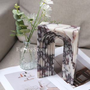 Sujetalibros de adorno de mármol de <span class=keywords><strong>Viola</strong></span> de Calactta Natural con forma de puente de lujo para decoración del hogar tienda de lujo artesanías de mármol Decoración de mesa - Product Image 5