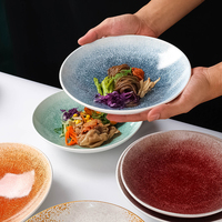 Bol en céramique à large ouverture dégradé, moderne, rond, profond, écologique, compatible micro-ondes, pour salades de fruits et ramen