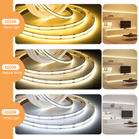 Bande Lumineuse LED COB DC 5V Personnalisée 1M 2M 3M, 5V 8mm 480 LED/M IRC90+, Flexible COB Dimmable avec Prise USB