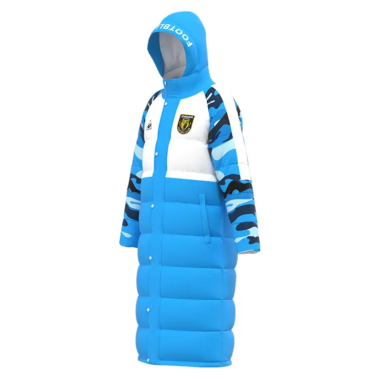 Logo personalizzato sport tempo libero cappotto antivento e resistente al freddo cappotto lungo da uomo invernale cappotto lungo in cotone caldo con cerniera a due vie
