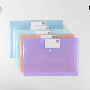 A4 Kích thước PP phong bì thư mục tập tin với thiết kế nhiều màu và nhựa Snap nút với vật liệu có thể tái chế và nhãn <span class=keywords><strong>tag</strong></span> - Product Image 1