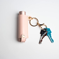 YY Nouveau style porte-rouge à lèvres en cuir PU, étui portable pour brillant à lèvres, design simple et souple, porte-rouge à lèvres en cuir avec porte-clés