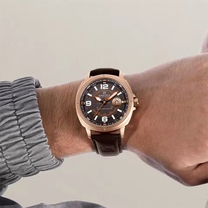 <span class=keywords><strong>Reloj</strong></span> de Cuarzo Naviforce NF8078 para Hombre, con Números Grandes, Correa de Cuero Genuino, Visualización de Fecha Luminosa, Estilo Casual Simple - Product Image 2