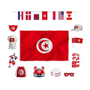 Custom Size Tunisia 3x5 Ft Polyester Fade Resistant Double Stitch Tunisian National <b>Flags</b> for Country Events Decorative - Product Image 6