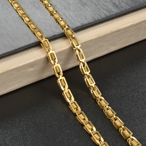 Collier fin en acier inoxydable plaqué or 18 carats pour femme, avec chaîne à maillons carrés creux et brillants, idéal pour les rendez-vous et les rassemblements. - Product Image 1