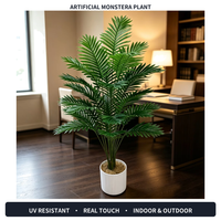 Plante Artificielle Tropicale en Pot - Feuilles de Monstera, Caladium et Palmiers Artificiels