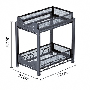 Rack de Collection de bouteilles d'épices en métal noir Pull Out Rack de tiroir de salle de bain <span class=keywords><strong>Panier</strong></span> en maille Organisateur <span class=keywords><strong>coulissant</strong></span> robuste - Product Image 4
