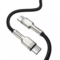 Baseus-Câble de Données Métallique Type-C à Type-C, 100W, 1m, 2m, Noir, Blanc, CATJK-C01, CATJK-C02, CATJK-D01 CATJK-D02 Original