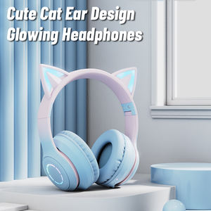 블루투스 헤드폰을위한 인기있는 고양이 귀 긴 배터리 수명 오버 이어 게임용 무선 헤드셋 LED 지연 없음 - Product Image 4