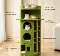 Arbre à chat d'hiver à double couche avec maisonnette intégrée, griffoir et abri multi-niveaux chaud pour chats