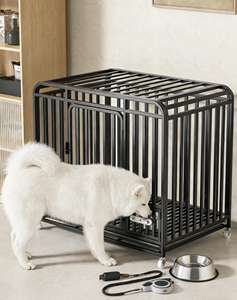 Gabbie per Cani Extra Large per Interni ed Esterni, Chiusura a Bottone, Tubi Spessi, Rete Saldata, Separazione Toilette, per Cani da Caccia e Gatti - Product Image 2