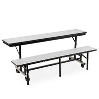Banc multifonctionnel mobile avec dossier, extensible en tables et chaises pour les cantines scolaires