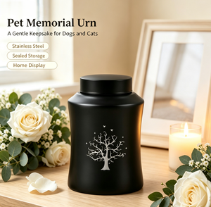 Guci Hewan Peliharaan dari Baja Anti Karat, Wadah Abu Jenazah, Ukiran Pohon Kehidupan, Kenang-kenangan untuk Anjing dan Kucing - Product Image 1
