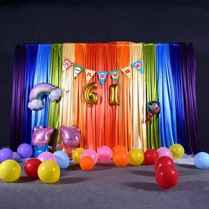 <span class=keywords><strong>ม่าน</strong></span>แขวน<span class=keywords><strong>ผ้า</strong></span>ไหมน้ำแข็งหลากสี Moka OEM <span class=keywords><strong>ผ้า</strong></span>โปร่งสีรุ้ง สำหรับถ่าย<span class=keywords><strong>ภาพ</strong></span> งานวันเกิด งานเทศกาล ตกแต่งฉากหลัง - Product Image 6