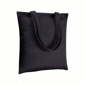 Bolsa de tela de algodón negra con cremallera y letras termotransferibles, resistente y reutilizable, para compras de supermercado - Product Image 1