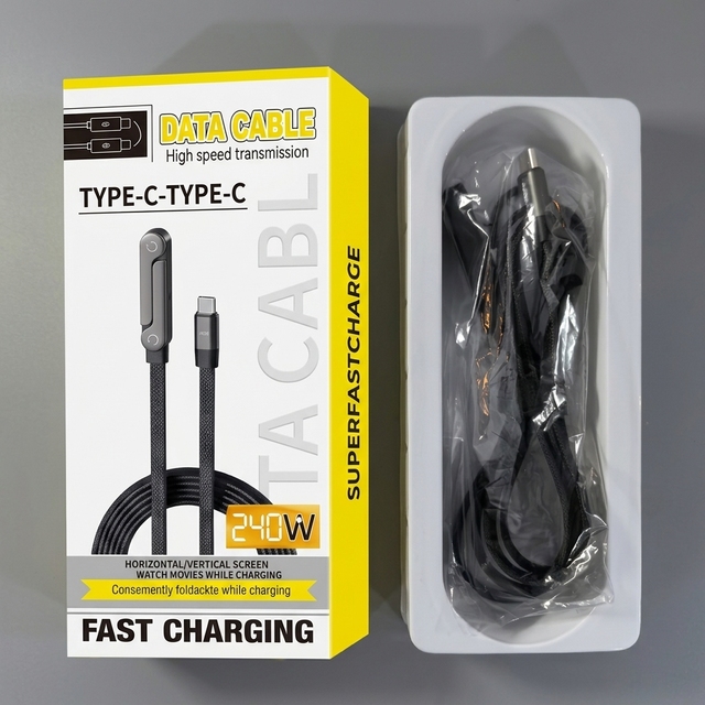 Travel Essential High-efficiency 240w Cable Nylon Braided Design Fast Charging Cable 1.5m Long Length Nylon Braided Cable