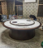 Ensemble de table à manger moderne ronde en métal pour 20 personnes avec plateau en marbre pour restaurant et salon