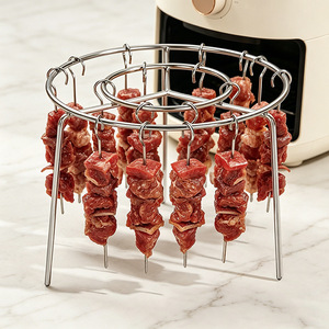 Venta al por mayor de fábrica de rejillas de acero inoxidable para barbacoa, rejillas para freidoras de aire, rejillas para parrillas, rejillas redondas colgantes para brochetas de barbacoa, y - Product Image 1